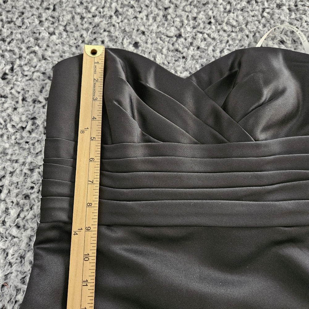 Black Satin Strapless Mini Dress Size 6 Small A-Line Sweetheart Formal Cocktail - Picture 12 of 13